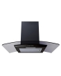Prima PRCGH009 60cm Curved Glass Chimney Cooker Hood in Black