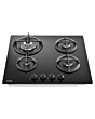 Stoves STGTG60C 4 Burner Gas Through Glass Hob in Black