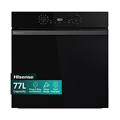 Hisense BI622ABPGUK Built In Electric Single Steam, Plug & Play Oven - Jet Black