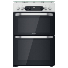 Hotpoint HDM67G9C2CW/UK Double Oven 60cm Dual Fuel Cooker in White