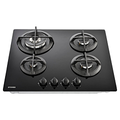 Stoves STGTG60C 4 Burner Gas Through Glass Hob in Black