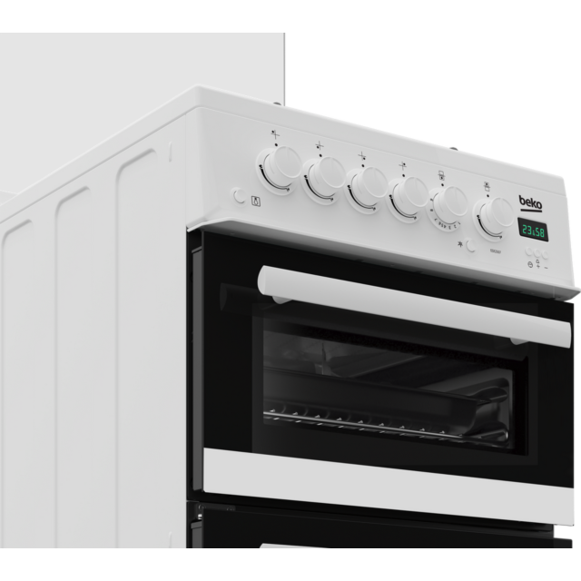 Beko EDG507W 50cm Twin Cavity Gas Cooker with Gas Hob - White
