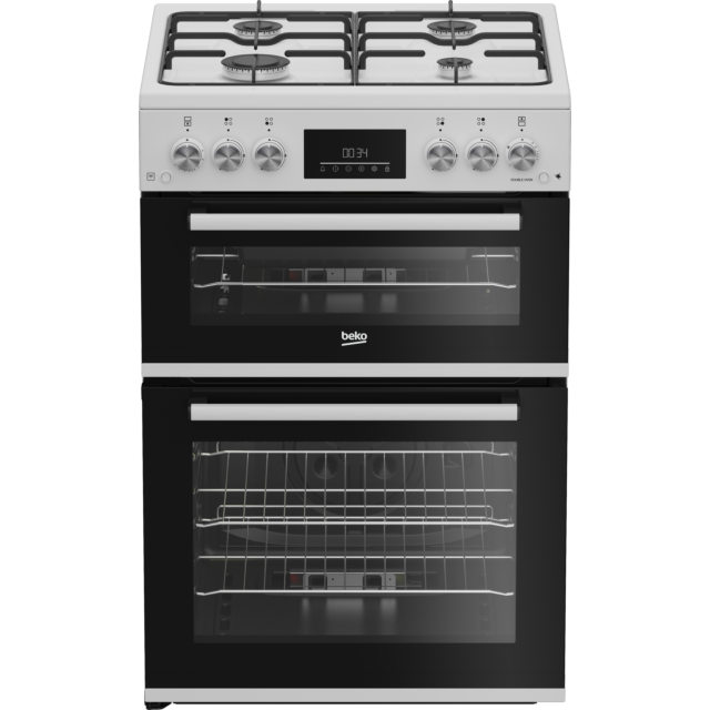 Beko EDG6231W 60cm Twin Cavity Gas Cooker with Enamel Hob - White