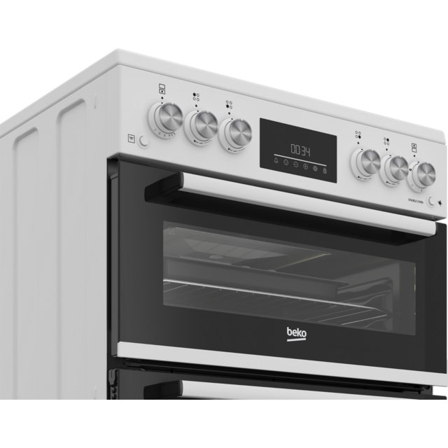 Beko EDG6231W 60cm Twin Cavity Gas Cooker with Enamel Hob - White