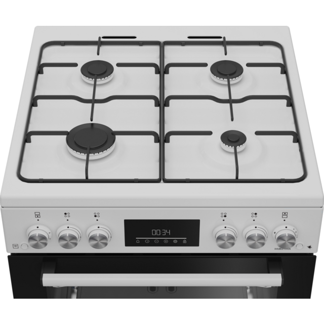 Beko EDG6231W 60cm Twin Cavity Gas Cooker with Enamel Hob - White