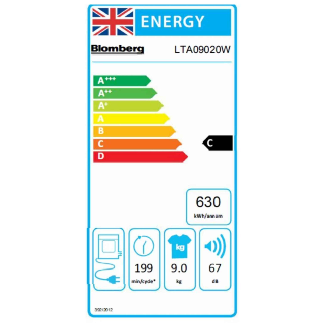 Blomberg LTA09020W 9kg Vented Tumble Dryer with Light