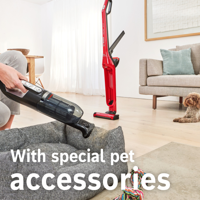 Bosch BBH3ZOOGB Serie 4 ProAnimal 2-in-1 Cordless Vacuum Cleaner - 55 Minutes Run Time - Red