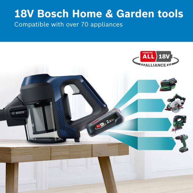 Bosch BBS611GBKIT BBS611GB Cordless Vacuum Cleaner - 30 Minute Run Time - Black PLUS Battery