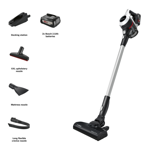 Bosch BCS612GBKIT BCS612GB Unlimited Serie 6 ProHome Cordless Vacuum Cleaner - 30 Minute Run Time - White PLUS Battery