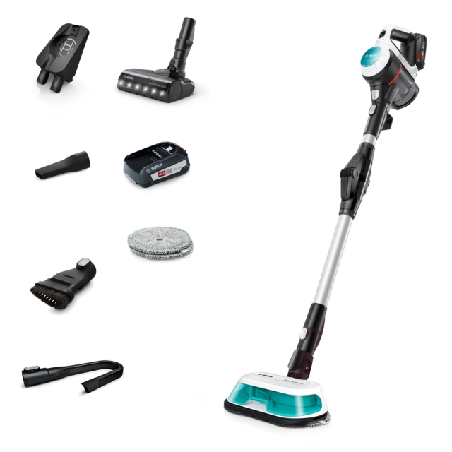 Bosch BCS71HYGGBKIT Unlimited 7 BCS71HYGGB Aqua Vacuum & Mop - 40 Minutes Run Time - White - PLUS Ad