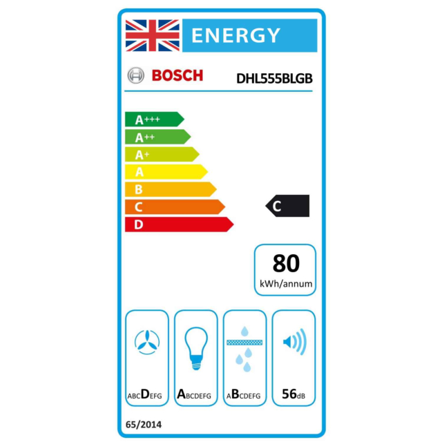 Bosch DHL555BLGB 53cm Canopy Cooker Hood