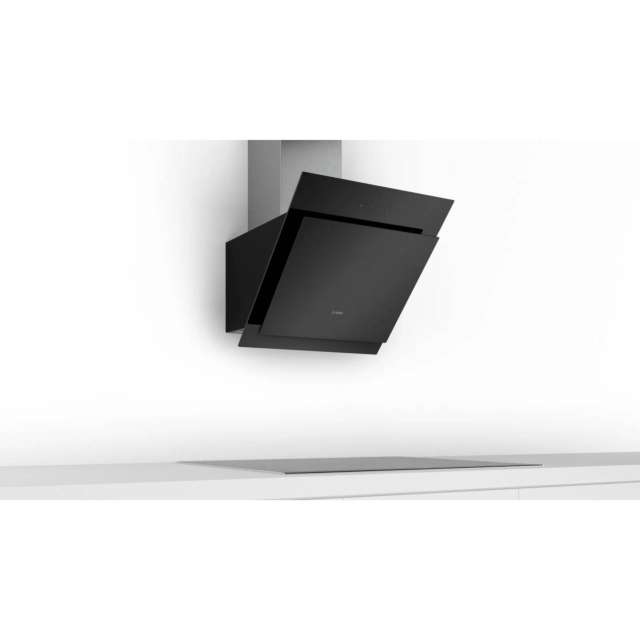 Bosch DWK67CM60B Touch Control 60cm Angled Chimney Cooker Hood in Black Glass
