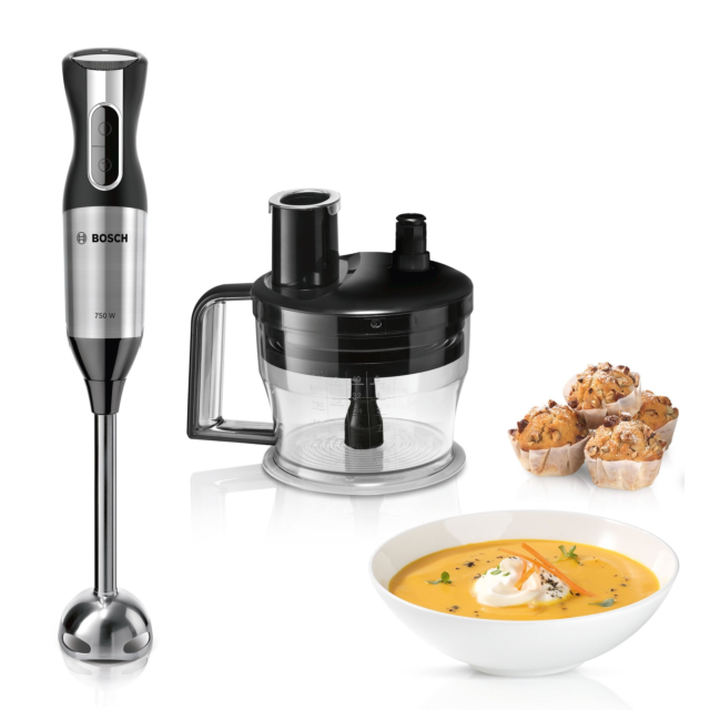 Bosch MSM6S90BGB ErgoMixx Hand Blender with Food Processor 750W - Black & Silver