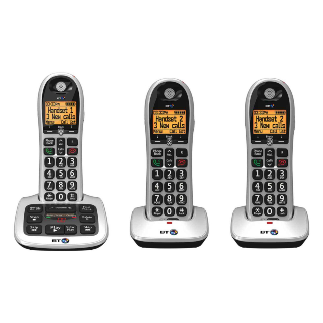 BT BT5526 Big Button Trio Cordless Phone with Answering Machine 