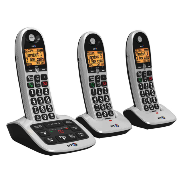 BT BT5526 Big Button Trio Cordless Phone with Answering Machine 