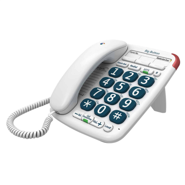 BT BT6113 Big Button 200 Corded Telephone with Inductive Coupler in White