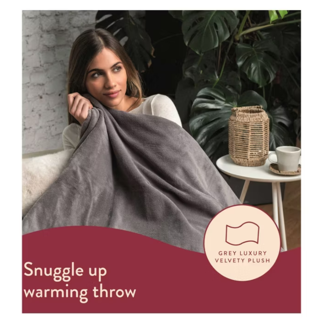 Dreamland 16707 Heated Throw In Grey