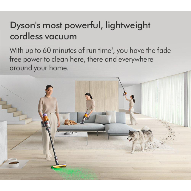 Dyson V12-2023 Cordless Stick Vacuum - 60 Minutes Run Time - Nickel