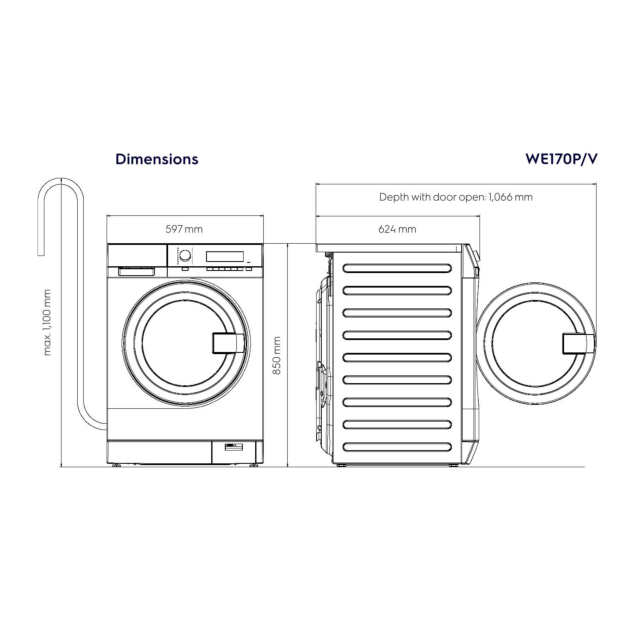 Electrolux WE170P myPro 8kg 1400 Spin Commercial Drain Pump Washing Machine