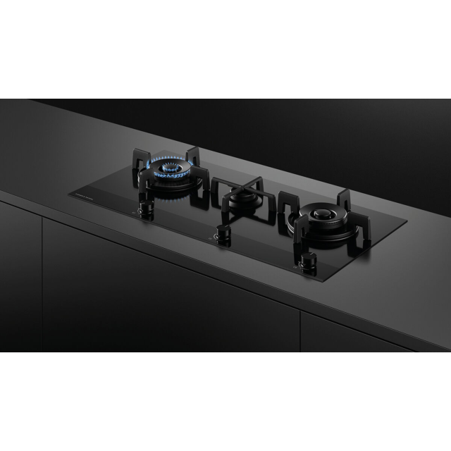 Fisher & Paykel 90cm Gas Hob, Black Glass Design