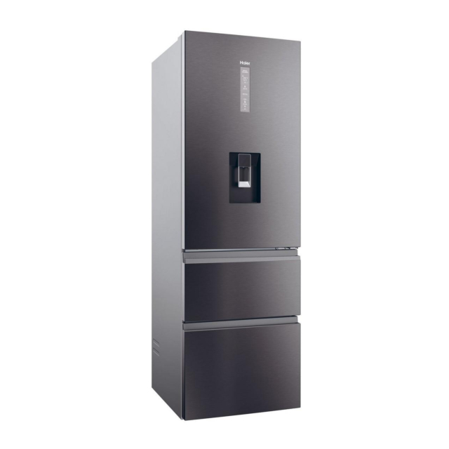 Haier HTW5618EWMP 59.5cm 3D Fridge Freezer - Dark Inox