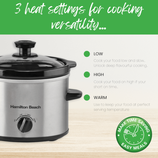 Hamilton Beach HBSC020S 1.8Ltr Capacity Slow Cooker In Silver