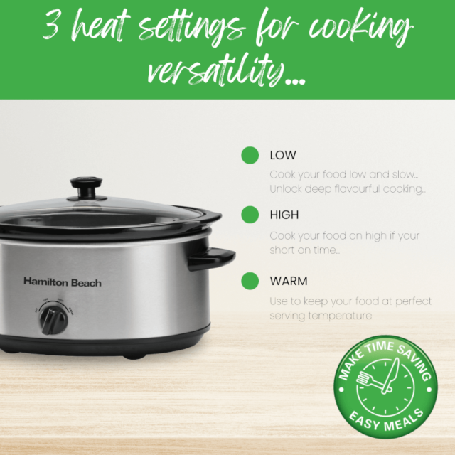 Hamilton Beach HBSC070S 6.5Ltr Capacity Slow Cooker In Stainless Steel