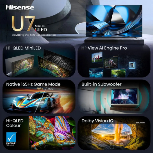 Hisense 100U7STUK 100inch MiniLED 4K 144Hz Smart TV