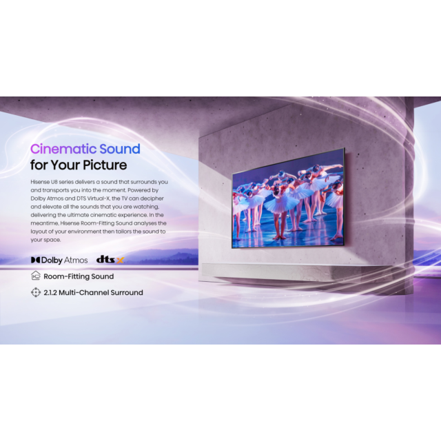 Hisense 65U8HQTUK 65inch 4K UHD HDR Mini-LED ULED Smart TV