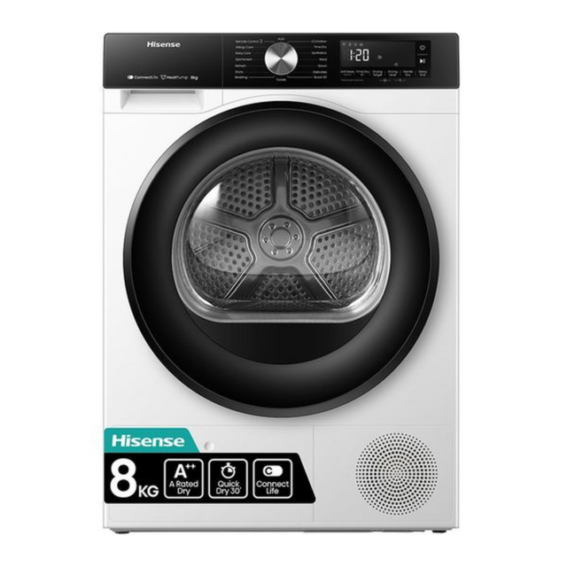 Hisense DH3S802BW3 8kg Heat Pump Tumble Dryer WiFi White
