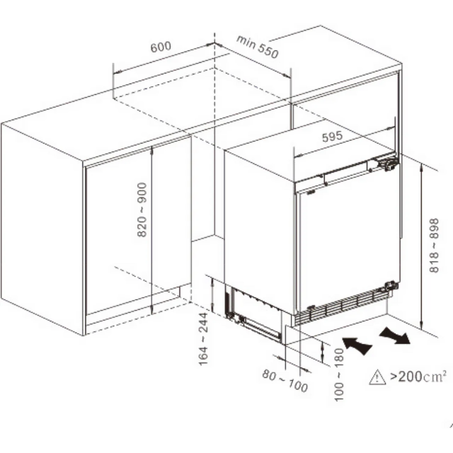 Hisense FUV124D4AWE Integrated Under Counter Freezer with Fixed Door Fixing Kit