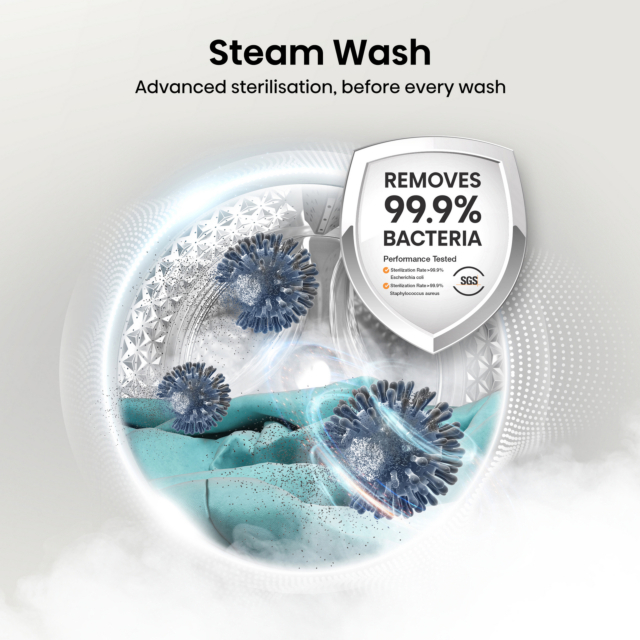 Hisense WF3S1043BB3 10.5kg 1400 Spin Steam Washing Machine - Black