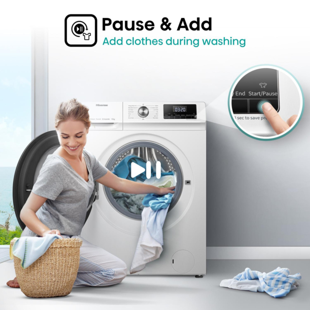 Hisense WFQA1014EVJM 10kg 1400 Spin Washing Machine in White