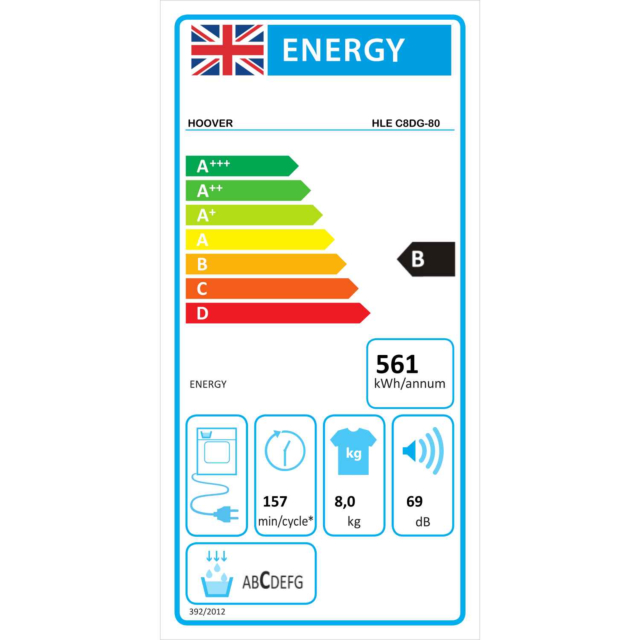Hoover HLEC8DG 8kg Smart Condenser Tumble Dryer in White