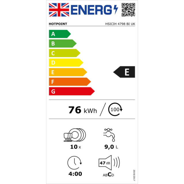Hotpoint HSICIH4798BI 10 Place Setting Integrated Slimline Dishwasher