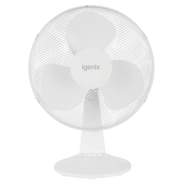 Igenix DF1610 Portable 16 inch 3 Speed Oscillating Desk Fan in White