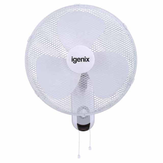 Igenix DF1656 16 Inch 3 Speed Wall Mounted Oscillating Fan in White