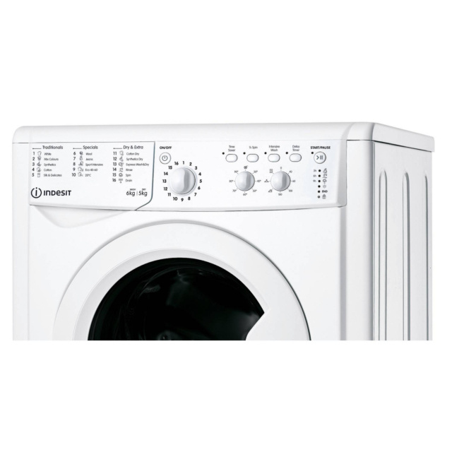 Indesit IWDC65125UKN 6kg Wash 5kg Dry 1200 Spin Washer Dryer in White