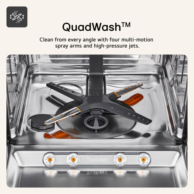 LG DF587HMS TrueSteam QuadWash DF587HMS WiFi Connected Full Size Dishwasher - Matte Black - 14 Pla