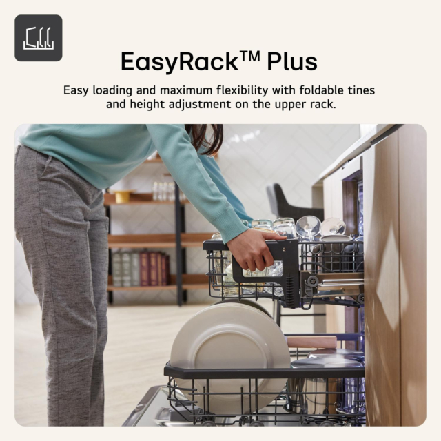 LG DF587HMS TrueSteam QuadWash DF587HMS WiFi Connected Full Size Dishwasher - Matte Black - 14 Pla