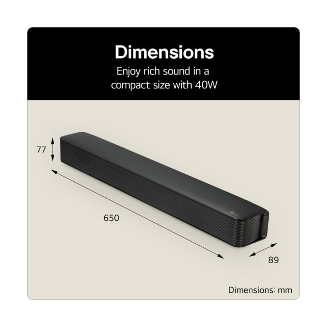 LG SQM1.AGBRLLK soundbar speaker 2.0 channels 40 W - Black