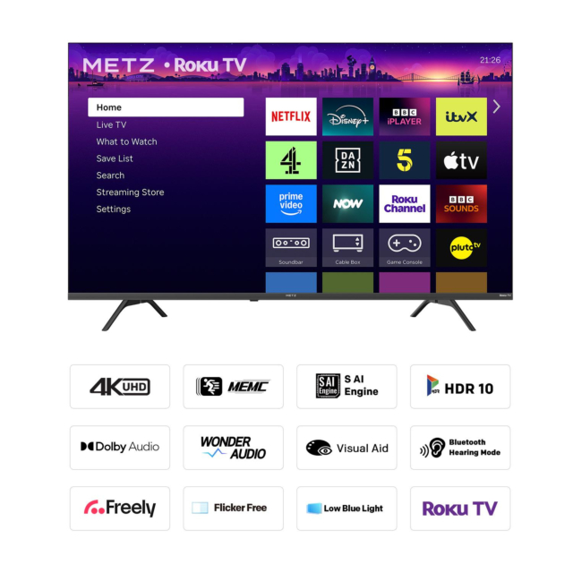 Metz 65MRF6000ZUK 65inch 4K DLED Smart TV - Black