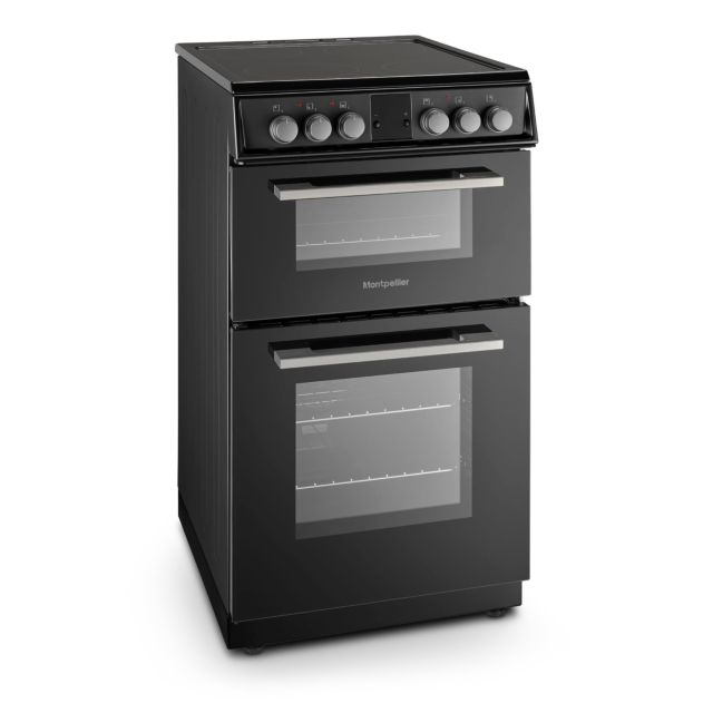 Montpellier  MDOC50FK 50cm Double Oven Electric Cooker with Ceramic Hob - Black
