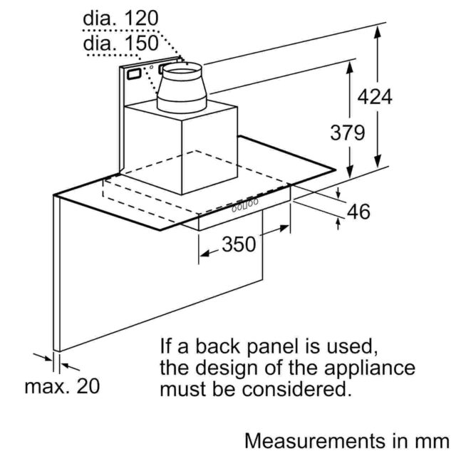 Neff D89ER22N0B 90cm Chimney Cooker Hood with Clear Glass