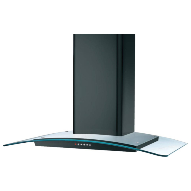 Prima PRCGH009 60cm Curved Glass Chimney Cooker Hood in Black