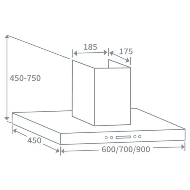 Prima PRCH028 70Cm Touch Control Box Hood 