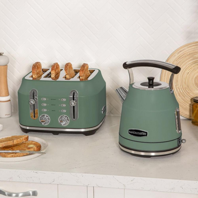 Rangemaster RMCL4S201MG 4 Slice Toaster - Mineral Green