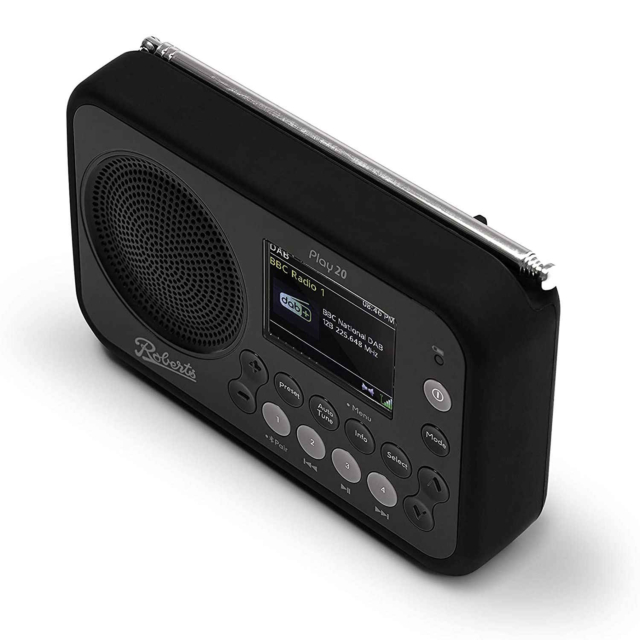 Roberts PLAY20B FM/DAB/DAB+ Radio with Bluetooth in Black