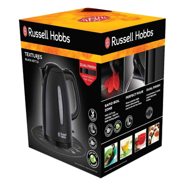 Russell Hobbs 21271 Textures Rapid Boil Cordless Kettle in Black