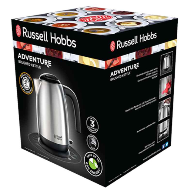 Russell Hobbs 23910 Adventure Cordless Kettle In Brushed Steel
